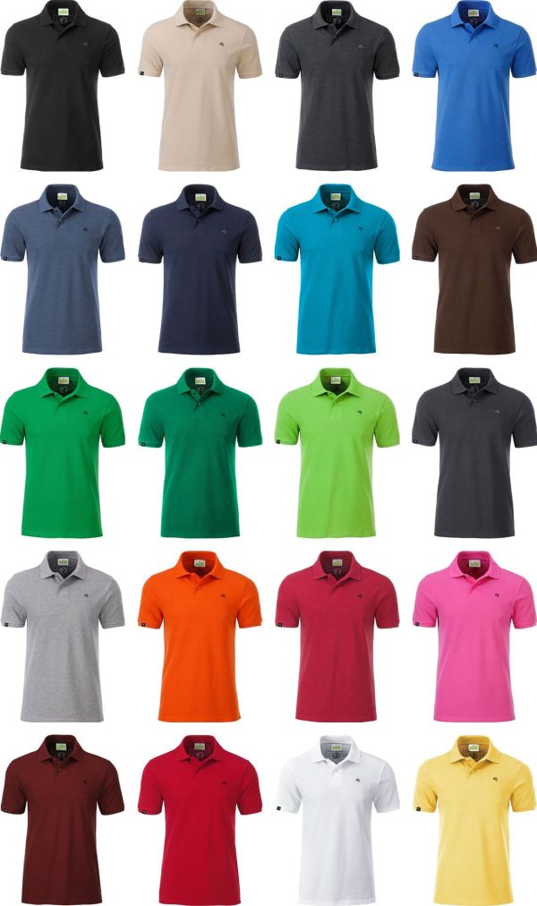― % ― JAN 8010 ― Men s Bio-Baumwolle Polo Shirt - Weiß [S   2XL] Online-Verkauf – Bild 3