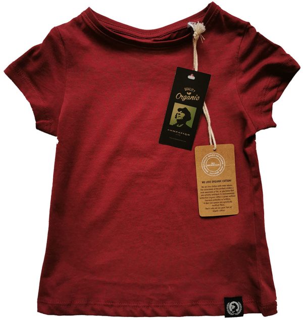 ― % ― JAN 8007G ― Kinder Mädchen Bio-Baumwolle T-Shirt - Braun Wine Rot [XS   98-104] Angebot – Bild 3