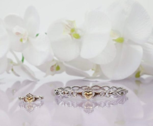 Claddagh Armband Silber 925 mit 10 Karat Gold Jetzt online – Bild 3