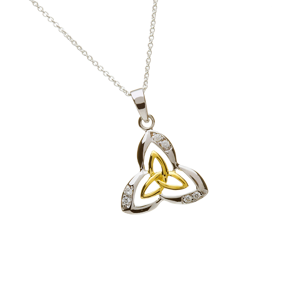Trinity Knot zweifarbig in Silber mit Zirkon Im Angebot