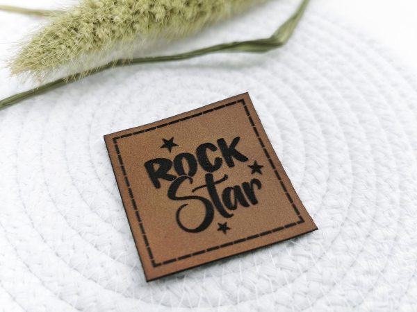 B2B Kunstleder-Label  Rock Star , 4x4cm, 10 Stück Verkauf – Bild 3
