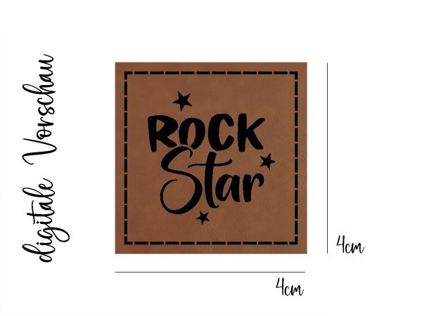 B2B Kunstleder-Label  Rock Star , 4x4cm, 10 Stück Verkauf
