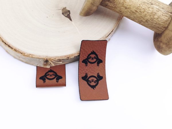 B2B Kunstleder Knicklabel  Faultier , 4,5x2cm, 10 Stück Verkauf