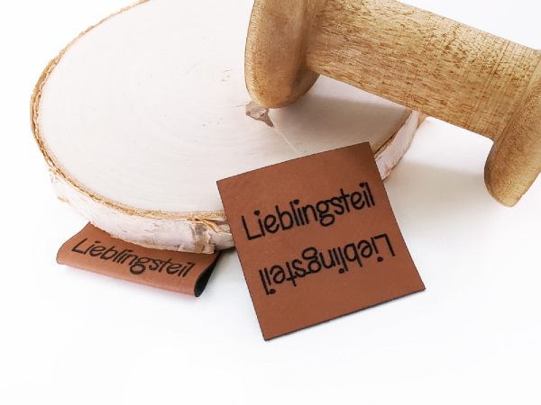 B2B Kunstleder Knicklabel  Lieblingsteil , 4x4cm, 10 Stück Mode